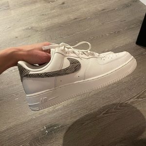 Nike Women’s Air Force 1, size 9, off white with grey snakeskin accents